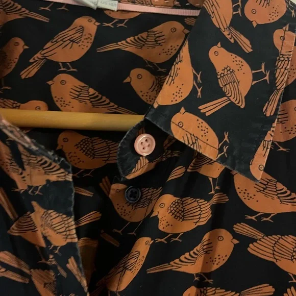 Boden Black and Orange Bird Print Blouse - Picture 5 of 8